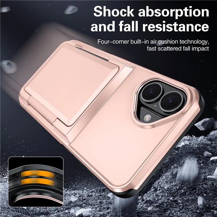 Для Iphone 16 Case Slot TPU+PC Pctstend Chane Phone - Розовое Золото