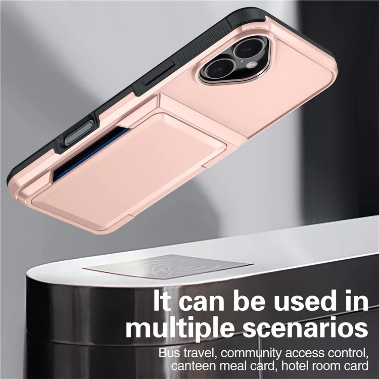 Для Iphone 16 Case Slot TPU+PC Pctstend Chane Phone - Розовое Золото