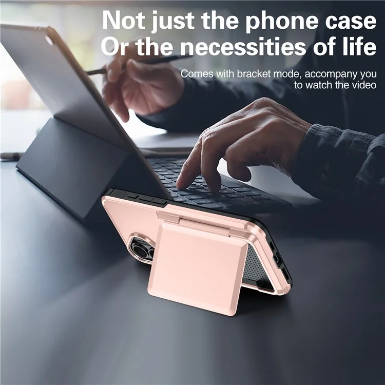 Для Iphone 16 Case Slot TPU+PC Pctstend Chane Phone - Розовое Золото