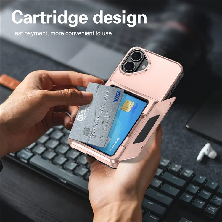 Для Iphone 16 Case Slot TPU+PC Pctstend Chane Phone - Розовое Золото