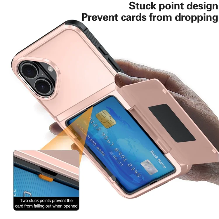 Для Iphone 16 Case Slot TPU+PC Pctstend Chane Phone - Розовое Золото