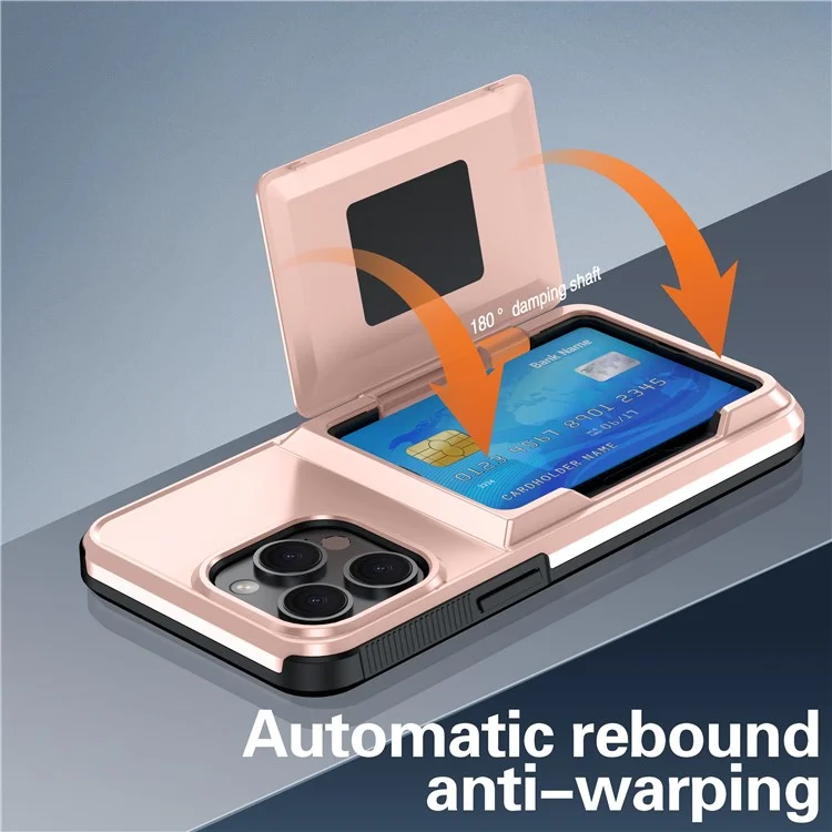 Для Iphone 13 Pro Max Case Card Slot TPU+PC pc Kickstand Chase - Розовое Золото