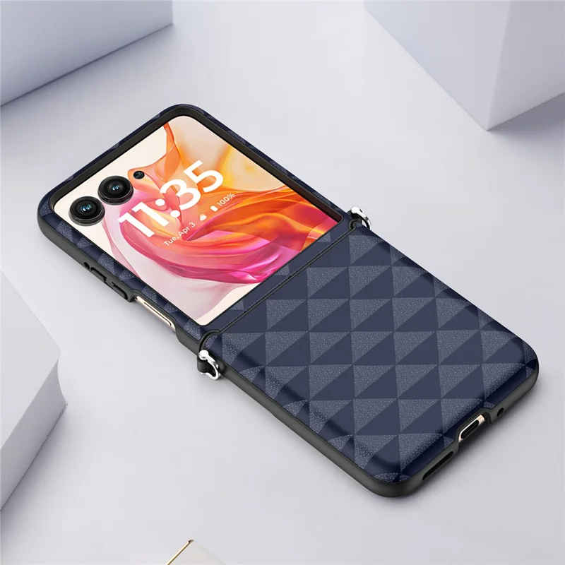 Serie Dux Ducis Fitt Per Motorola Razr 50 Ultra 5G Case Rhombus Leather+TPU Cover - Blu