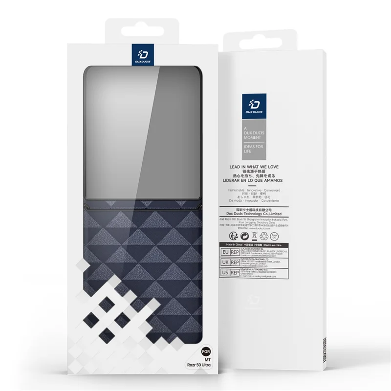 Serie Dux Ducis Fitt Per Motorola Razr 50 Ultra 5G Case Rhombus Leather+TPU Cover - Blu