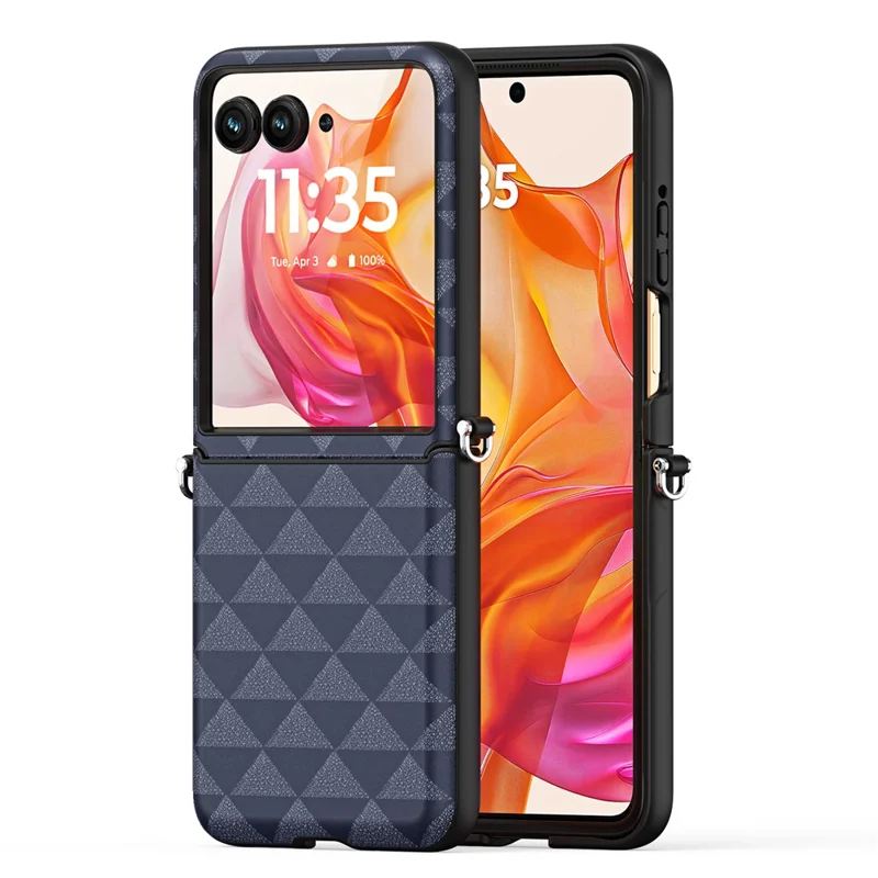 Serie Dux Ducis Fitt Per Motorola Razr 50 Ultra 5G Case Rhombus Leather+TPU Cover - Blu