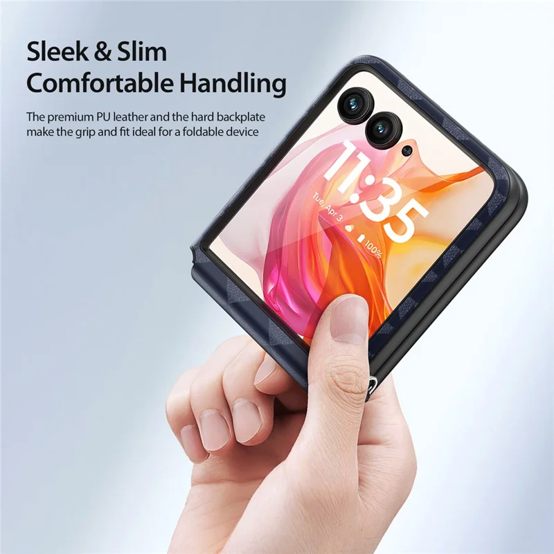Serie Dux Ducis Fitt Per Motorola Razr 50 Ultra 5G Case Rhombus Leather+TPU Cover - Blu