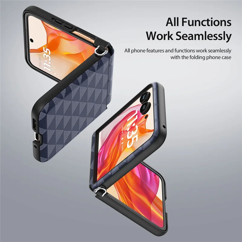 Serie Dux Ducis Fitt Per Motorola Razr 50 Ultra 5G Case Rhombus Leather+TPU Cover - Blu