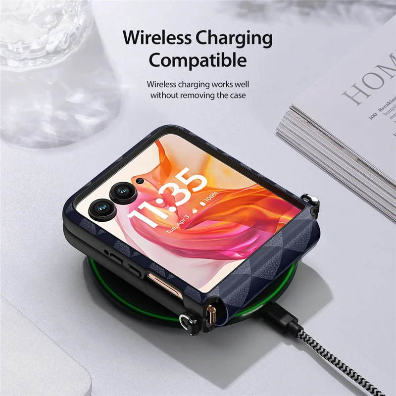 Serie Dux Ducis Fitt Per Motorola Razr 50 Ultra 5G Case Rhombus Leather+TPU Cover - Blu