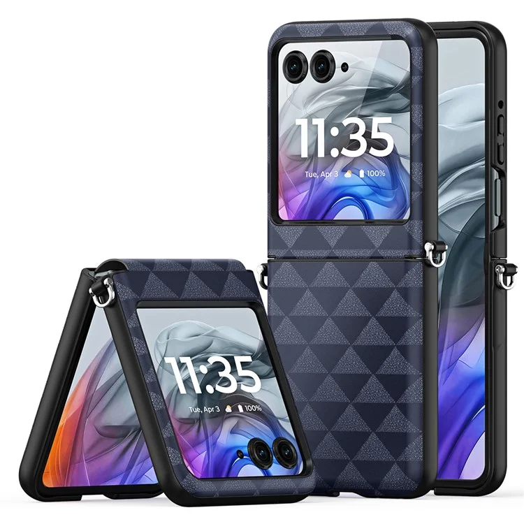 Dux Ducis Fitt Series Для Motorola Razr 50 5G Case Rombus Leather+TPU Phone Cover - Синий