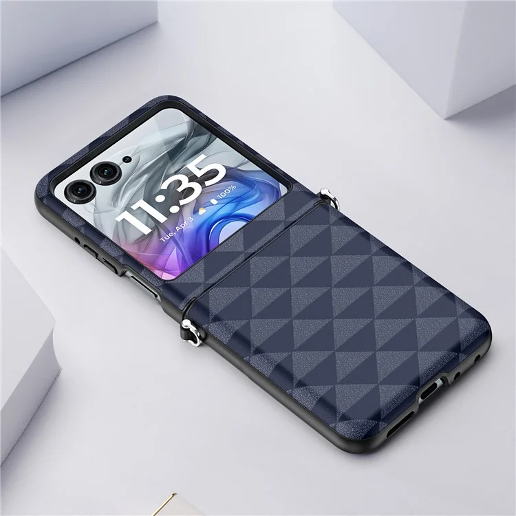 Dux Ducis Fitt Series Для Motorola Razr 50 5G Case Rombus Leather+TPU Phone Cover - Синий