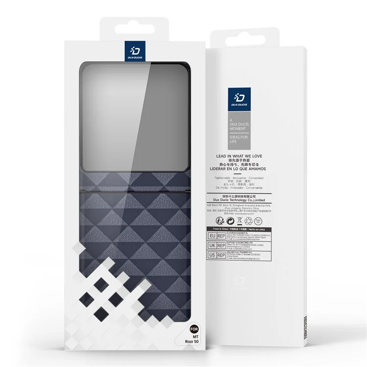 Dux Ducis Fitt Series Для Motorola Razr 50 5G Case Rombus Leather+TPU Phone Cover - Синий