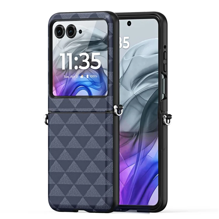 Dux Ducis Fitt Series Для Motorola Razr 50 5G Case Rombus Leather+TPU Phone Cover - Синий