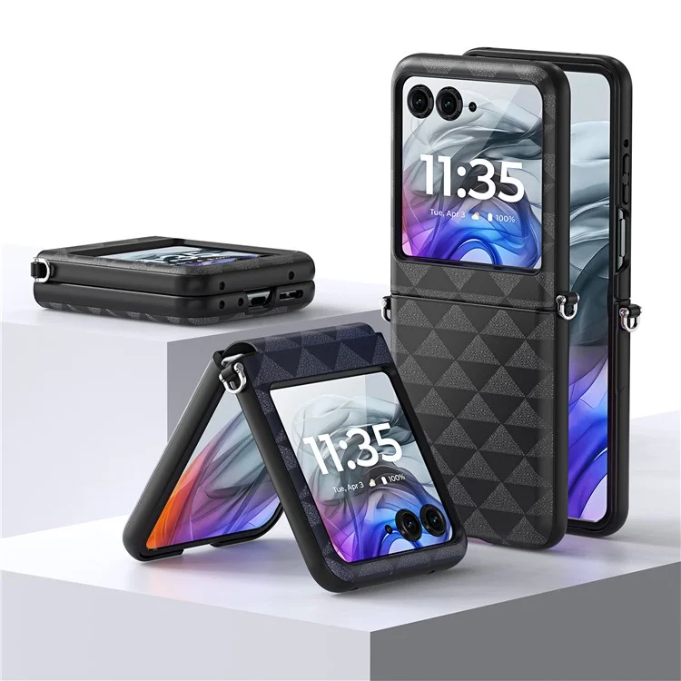 Dux Ducis Fitt Series Для Motorola Razr 50 5G Case Rombus Leather+TPU Phone Cover - Синий
