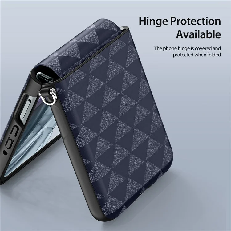 Dux Ducis Fitt Series Для Motorola Razr 50 5G Case Rombus Leather+TPU Phone Cover - Синий