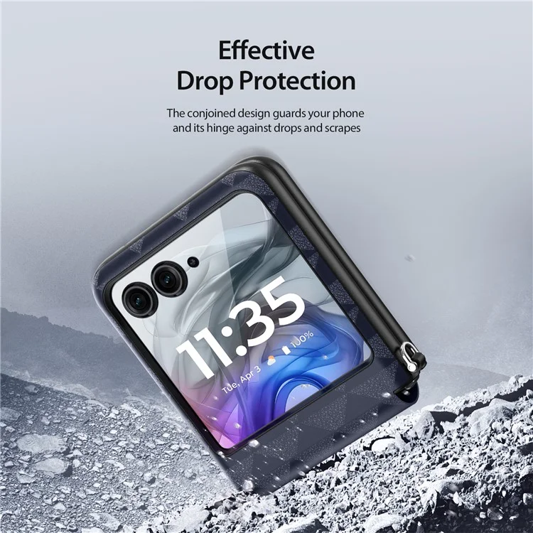 Dux Ducis Fitt Series Для Motorola Razr 50 5G Case Rombus Leather+TPU Phone Cover - Синий