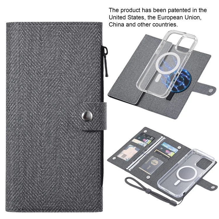 VILI Gbs-c-serie Für Iphone 16 Pro Max Hülle Abnehmbare PU Leder Magnetische Telefonabdeckung - Schwarz