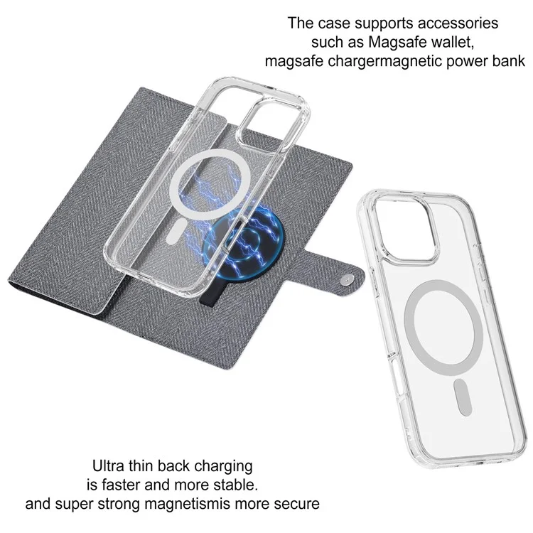 VILI Gbs-c-serie Für Iphone 16 Pro Max Hülle Abnehmbare PU Leder Magnetische Telefonabdeckung - Schwarz