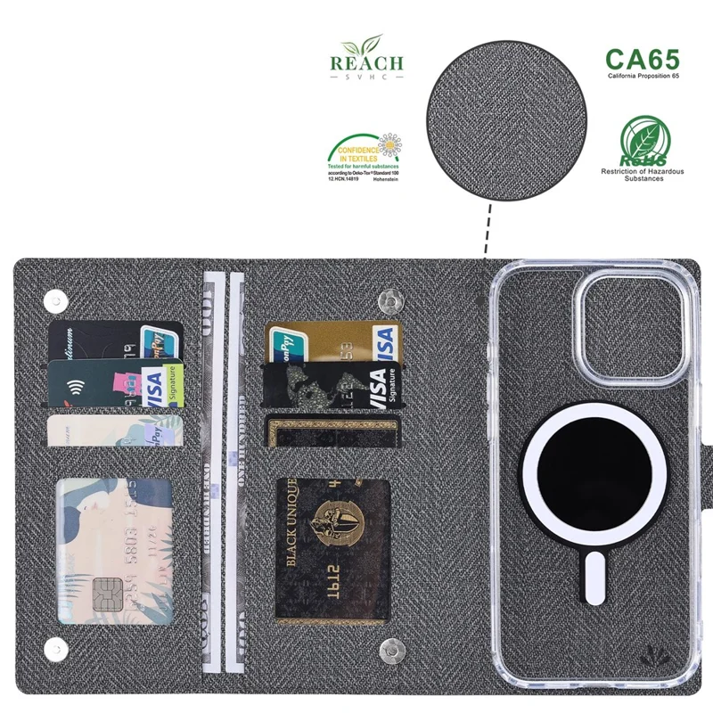 VILI Gbs-c-serie Für Iphone 16 Pro-hülle Abnehmbare Pu-leder-magnetphone-abdeckung - Schwarz