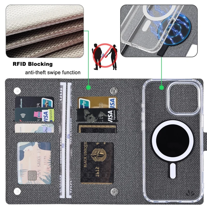 VILI Gbs-c-serie Für Iphone 16 Pro-hülle Abnehmbare Pu-leder-magnetphone-abdeckung - Schwarz