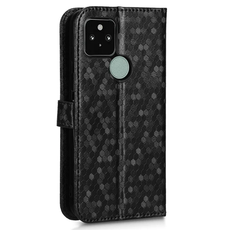 Per Google Pixel 5 Dot Pattern Exprinted PU Leather Flip Telefono Magnetic Class Wardhet Stand Function Cover Con Cinghia Con Cinturino - Nero