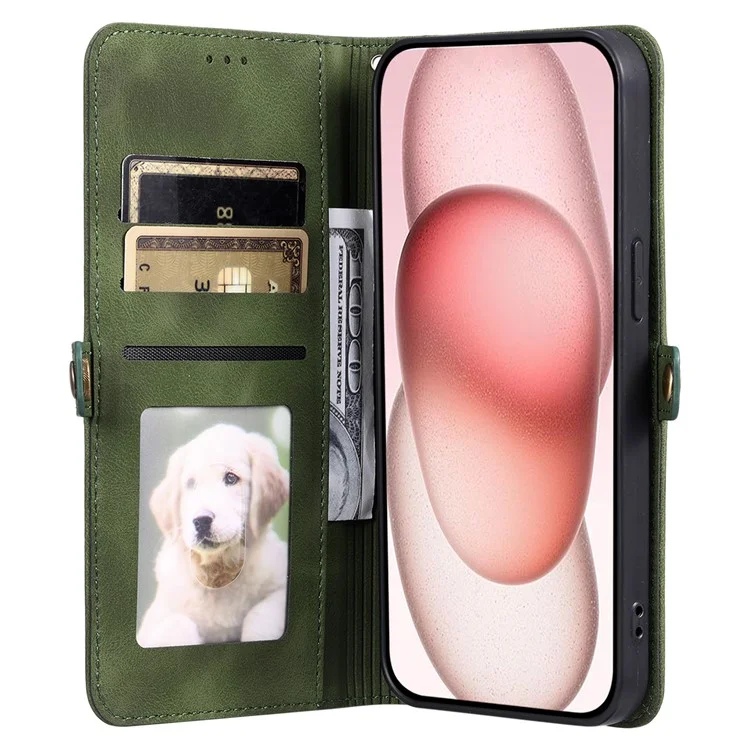 Style 016 Pour Iphone 14 Case de Ciel Cuttem Totem Portefeuille en Cuir en Cuir en Cuir - Vert Noirâtre