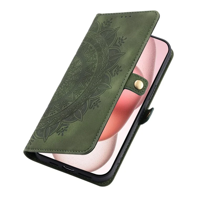 Style 016 Pour Iphone 14 Case de Ciel Cuttem Totem Portefeuille en Cuir en Cuir en Cuir - Vert Noirâtre