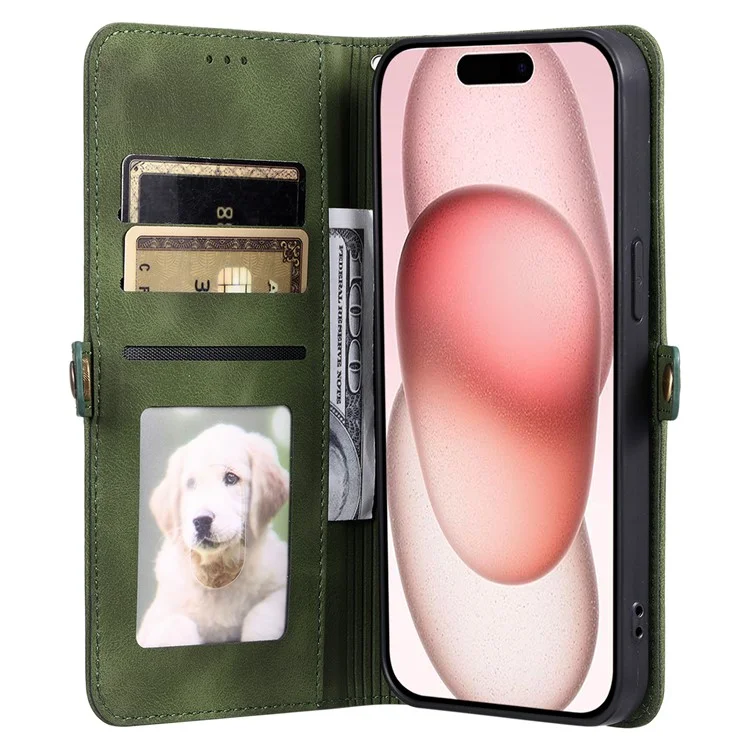 Style 016 Pour Iphone 14 Pro Case Skin Feel Totem Totem Wallet le Cuir de Téléphone Couverture - Vert Noirâtre