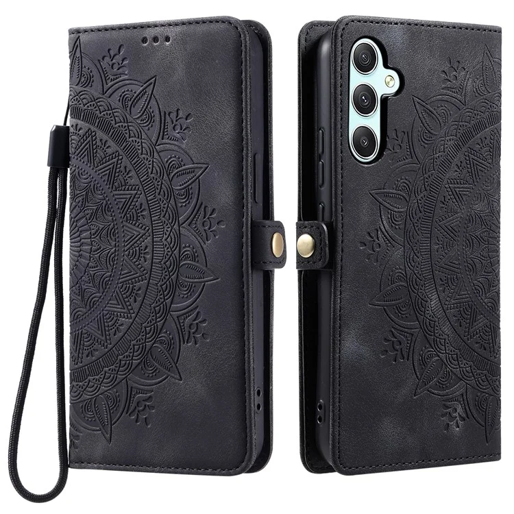 Стиль 016 Для Samsung Galaxy S24 Case Skin Feel Totem Imprindted Кожаный Телефон Кожаный Телефон - Черный