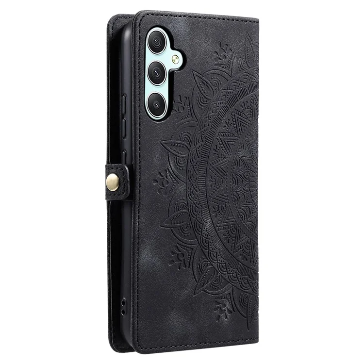 Стиль 016 Для Samsung Galaxy S24 Case Skin Feel Totem Imprindted Кожаный Телефон Кожаный Телефон - Черный