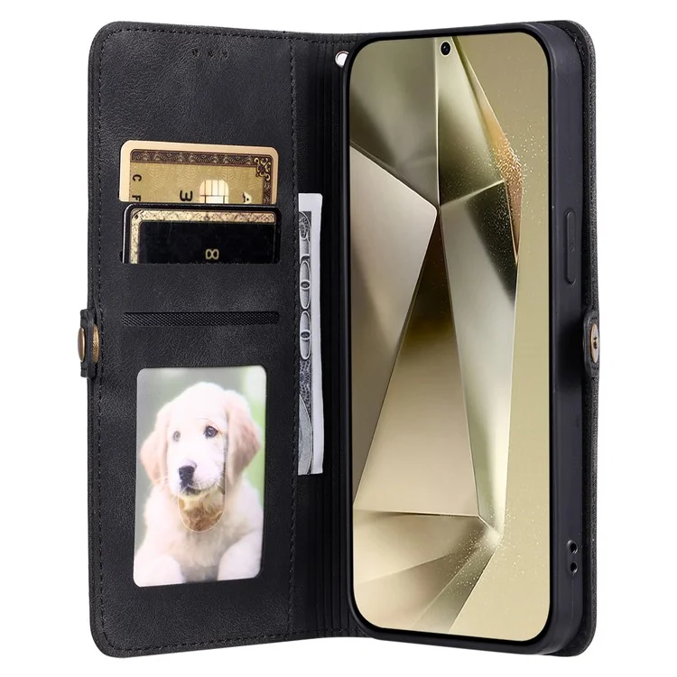 Стиль 016 Для Samsung Galaxy S24 Case Skin Feel Totem Imprindted Кожаный Телефон Кожаный Телефон - Черный