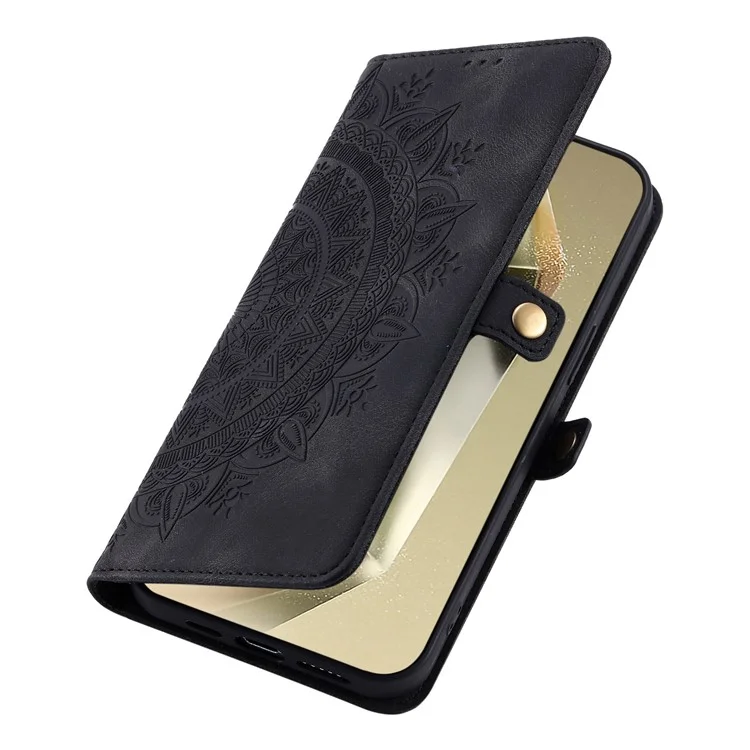 Стиль 016 Для Samsung Galaxy S24 Case Skin Feel Totem Imprindted Кожаный Телефон Кожаный Телефон - Черный