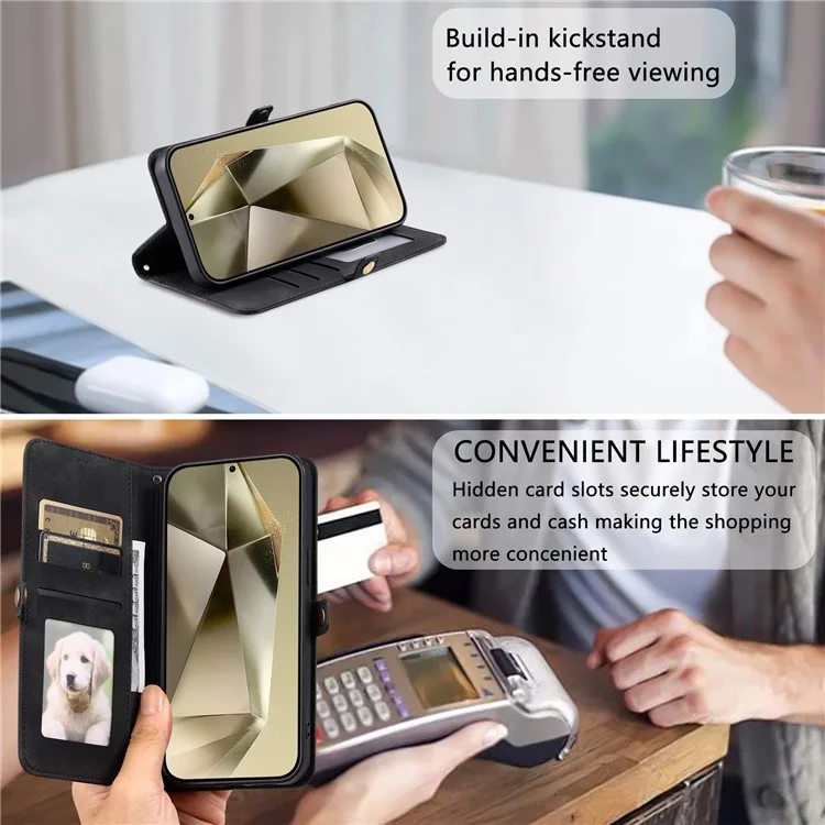 Стиль 016 Для Samsung Galaxy S24 Case Skin Feel Totem Imprindted Кожаный Телефон Кожаный Телефон - Черный