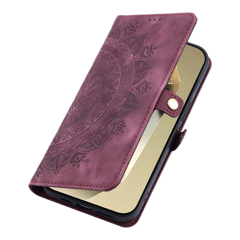 Estilo 016 Para Samsung Galaxy A54 5G Case Skin Feel Feel Totem Impresión de la Billetera Cubierta Del Teléfono de Cuero - Vino Rojo