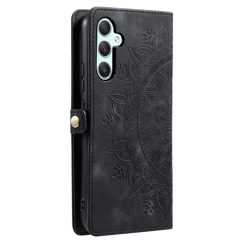 Стиль 016 Для Samsung Galaxy A34 5G Case Skin Feel Totem Imprinted Кожаный Телефон Кожа - Черный