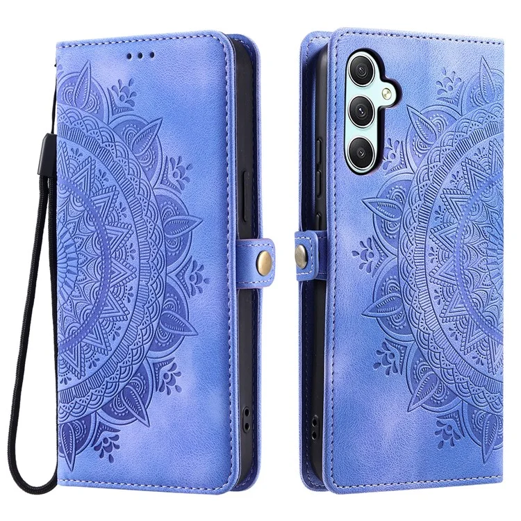 Style 016 Para Samsung Galaxy A16 5G / A16 4G Case Skin Feel Totem Imprinted Wallet Leather Phone Cover - Roxo
