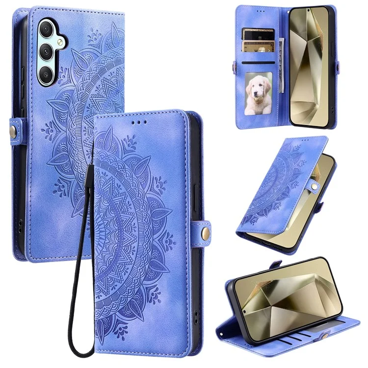 Style 016 Para Samsung Galaxy A16 5G / A16 4G Case Skin Feel Totem Imprinted Wallet Leather Phone Cover - Roxo