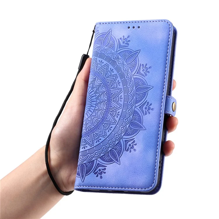 Style 016 Para Samsung Galaxy A16 5G / A16 4G Case Skin Feel Totem Imprinted Wallet Leather Phone Cover - Roxo