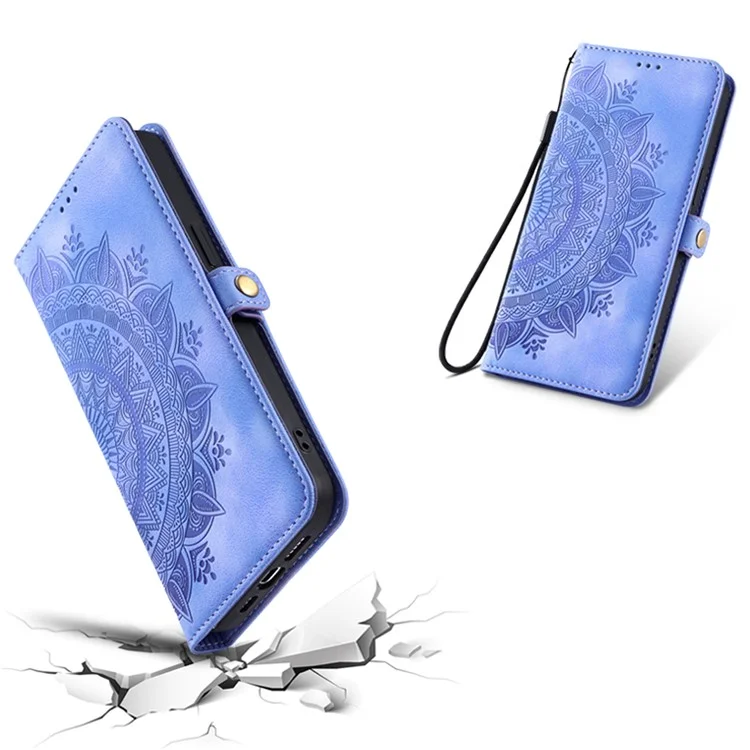 Style 016 Para Samsung Galaxy A16 5G / A16 4G Case Skin Feel Totem Imprinted Wallet Leather Phone Cover - Roxo