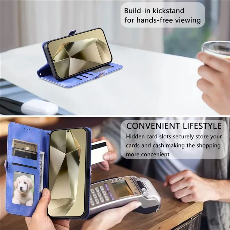 Style 016 Para Samsung Galaxy A16 5G / A16 4G Case Skin Feel Totem Imprinted Wallet Leather Phone Cover - Roxo