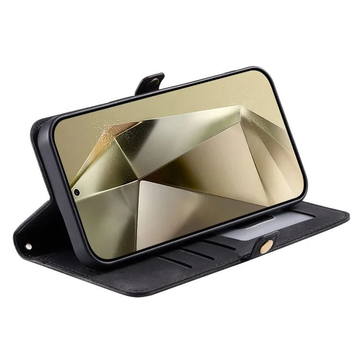 Estilo 016 Para Samsung Galaxy A15 4G / Case de 5 g de Piel Feel de Tótem Totem Impresión de la Billetera de Cuero Cubierta Del Teléfono - Negro
