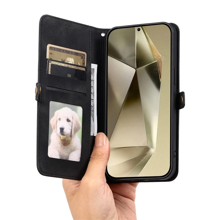 Estilo 016 Para Samsung Galaxy A15 4G / Case de 5 g de Piel Feel de Tótem Totem Impresión de la Billetera de Cuero Cubierta Del Teléfono - Negro