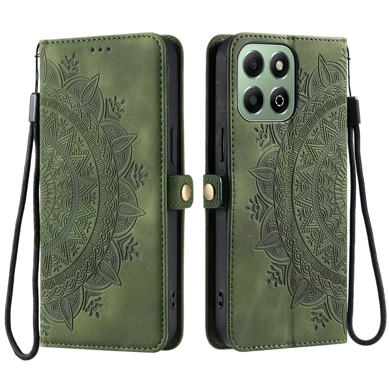 Stile 016 Per Onore X6a 4g / X6b 4G Case Skin Feel Totem Exprinted Wallet Cover Del Telefono - Verde Nerastro