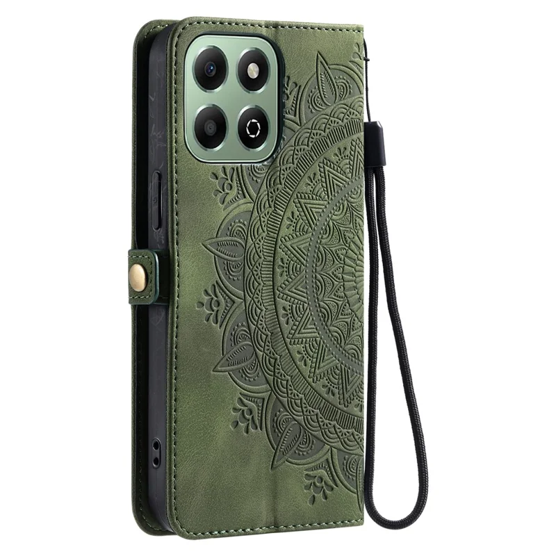 Stile 016 Per Onore X6a 4g / X6b 4G Case Skin Feel Totem Exprinted Wallet Cover Del Telefono - Verde Nerastro