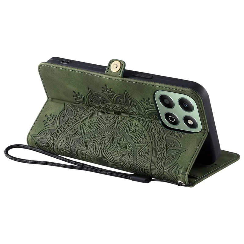 Stile 016 Per Onore X6a 4g / X6b 4G Case Skin Feel Totem Exprinted Wallet Cover Del Telefono - Verde Nerastro