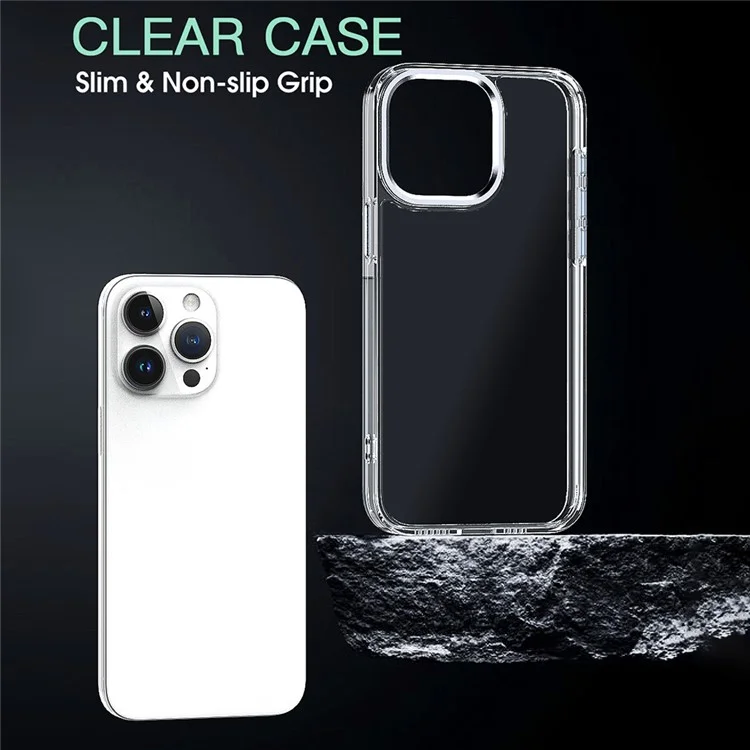 Coque transparente pour iPhone 16 Pro, en TPU + PC hybride, antichoc