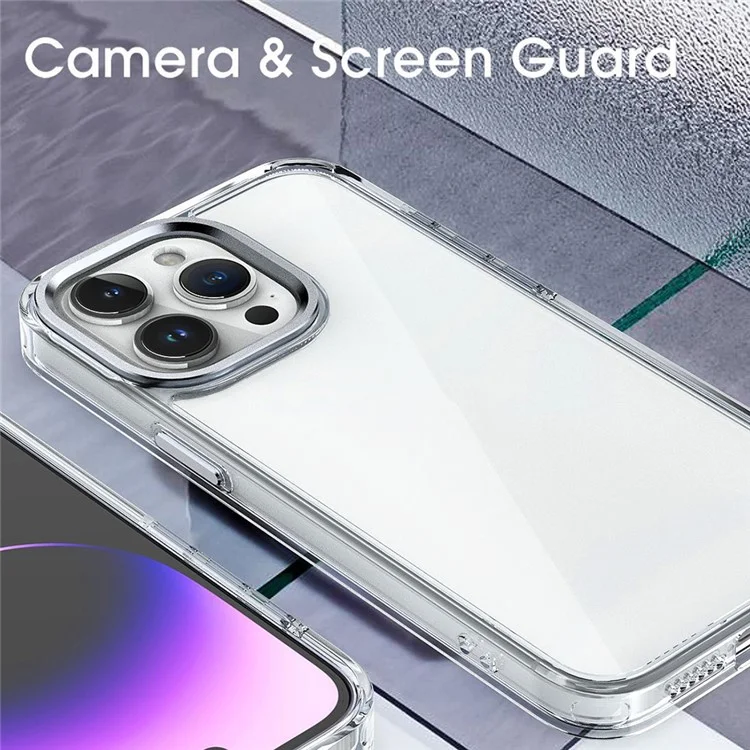 Coque transparente pour iPhone 16 Pro, en TPU + PC hybride, antichoc