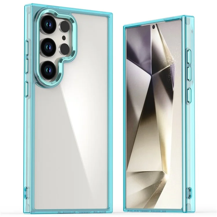 Pour Samsung Galaxy S24 Ultra Clear Case Fermproping Tpu + pc Hybrid Phone Cover - Bleu
