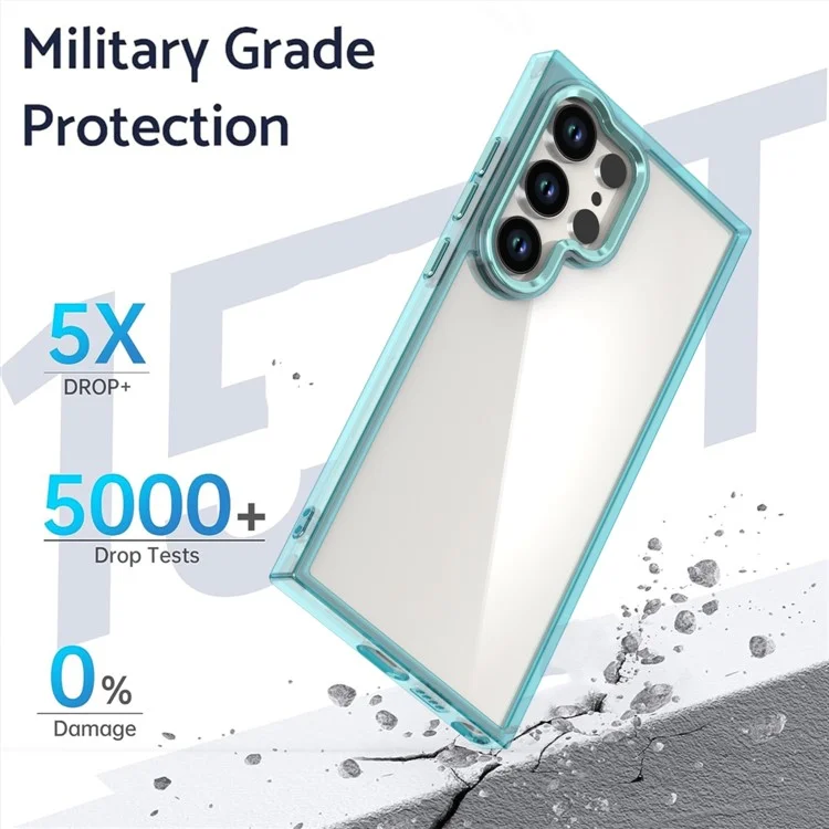 Pour Samsung Galaxy S24 Ultra Clear Case Fermproping Tpu + pc Hybrid Phone Cover - Bleu