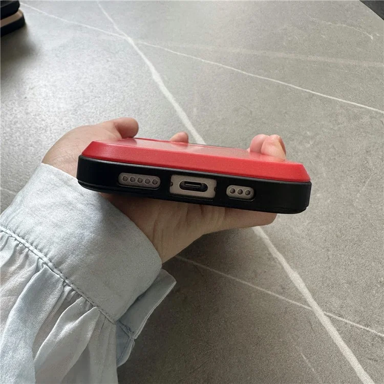 Para Iphone 16, Com Suporte Para Cartão de Correr PC+TPU - Vermelho