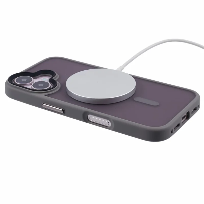For iPhone 16 Case Compatible with MagSafe TPU+PC Rubberized Finish Phone Cover - Grey